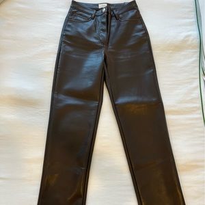 Aritzia Wilfred Melina Vegan Leather Pants in Rich Mocha Brown